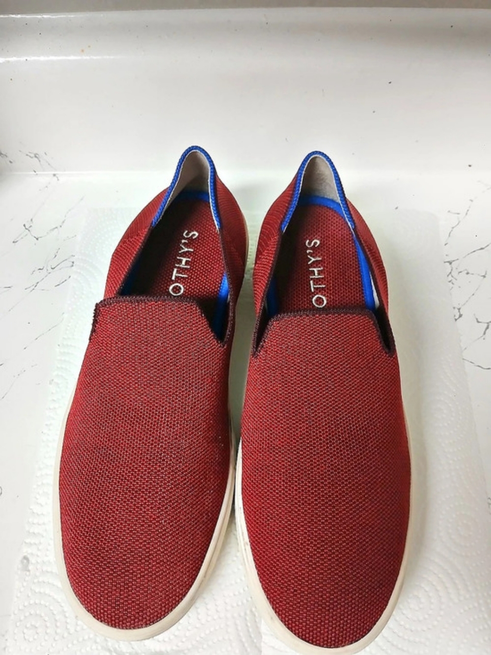 Rothy's The Original Slip On Sneaker Red & Blue
